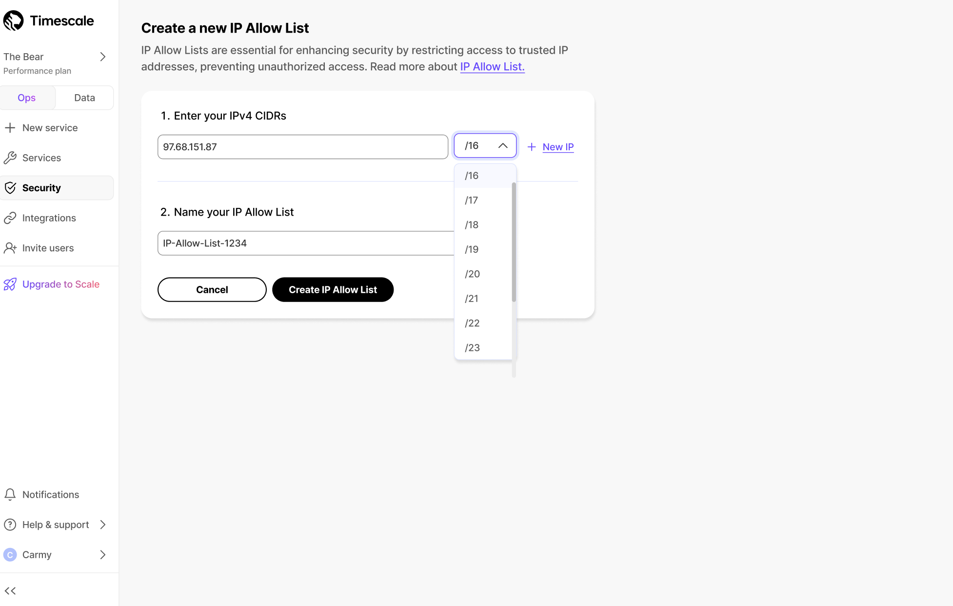 Add IP addresses to allow list