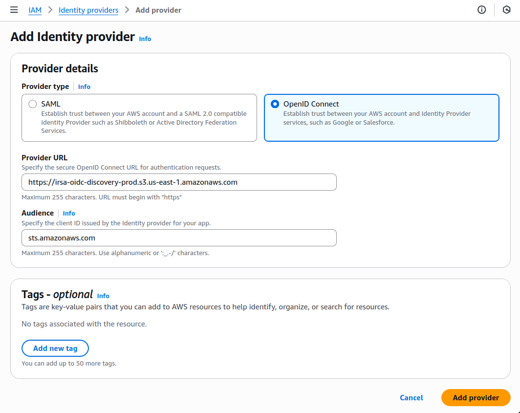 oidc provider creation