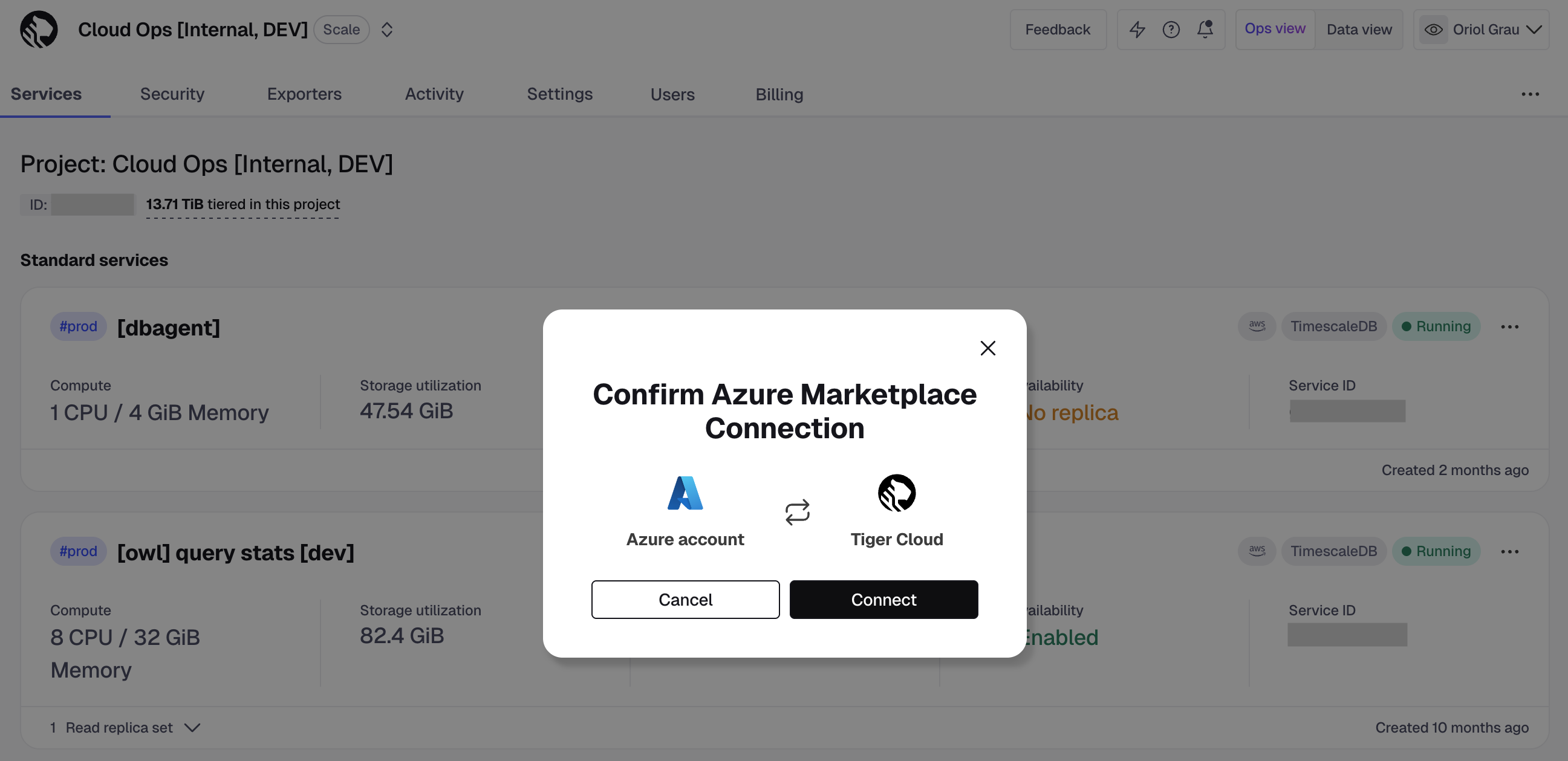 Azure marketplace Tiger Cloud integration