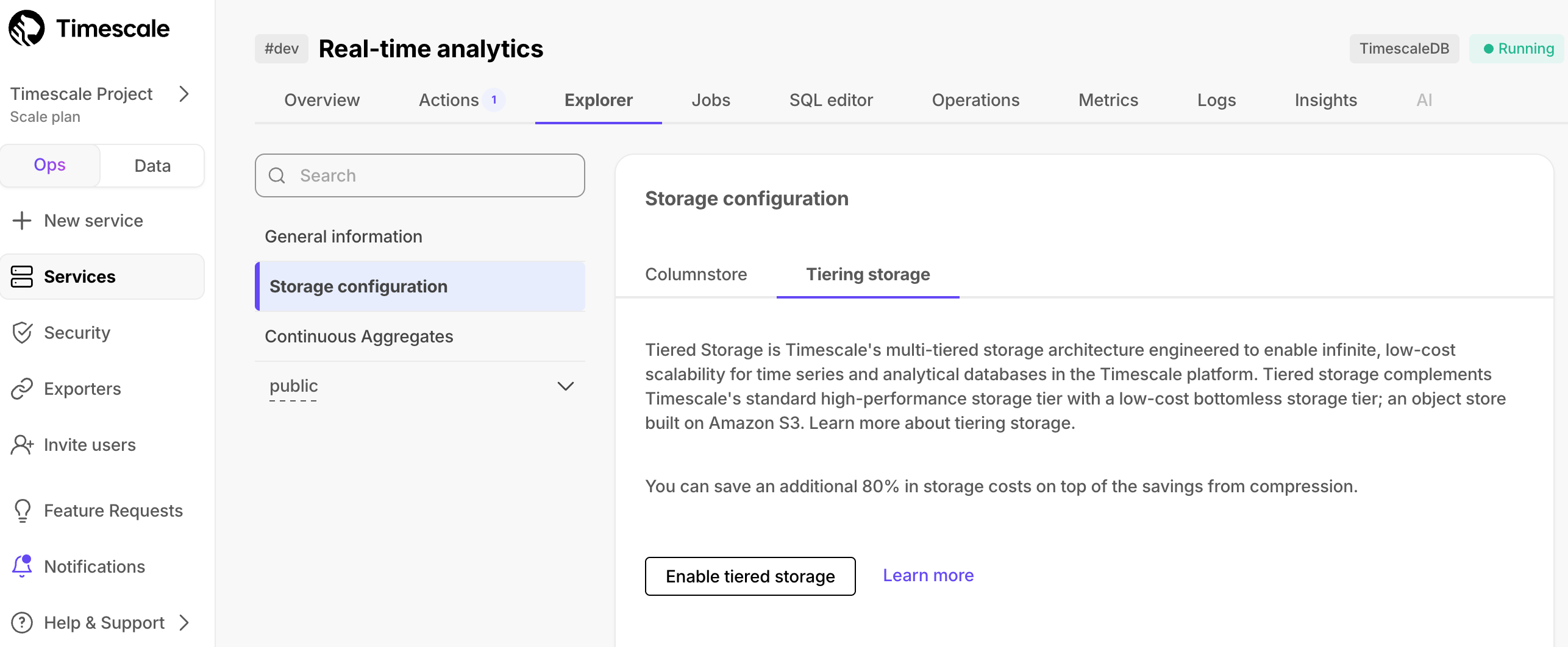 Enable tiered storage