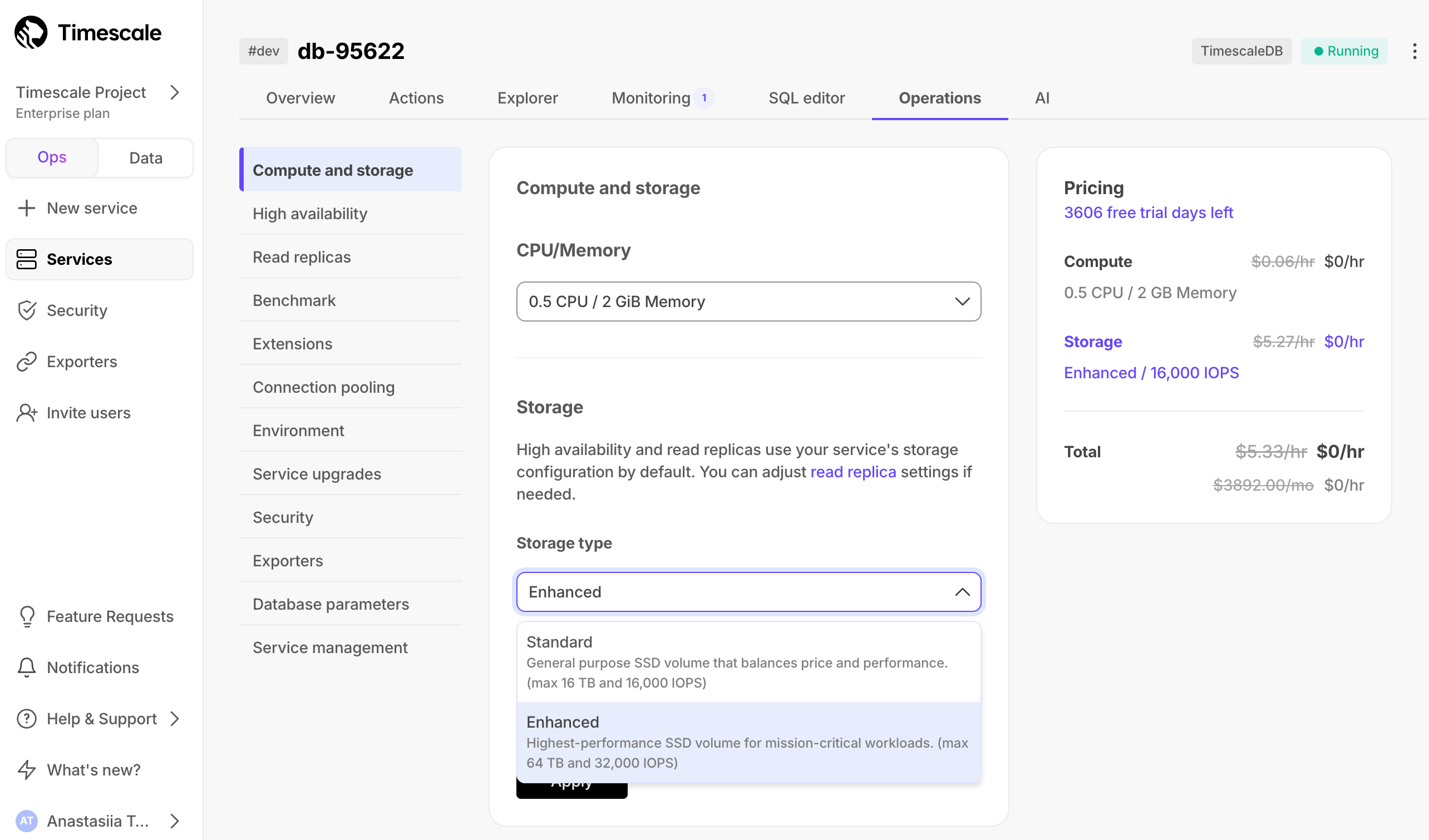 Enhanced storage in Timescale Cloud