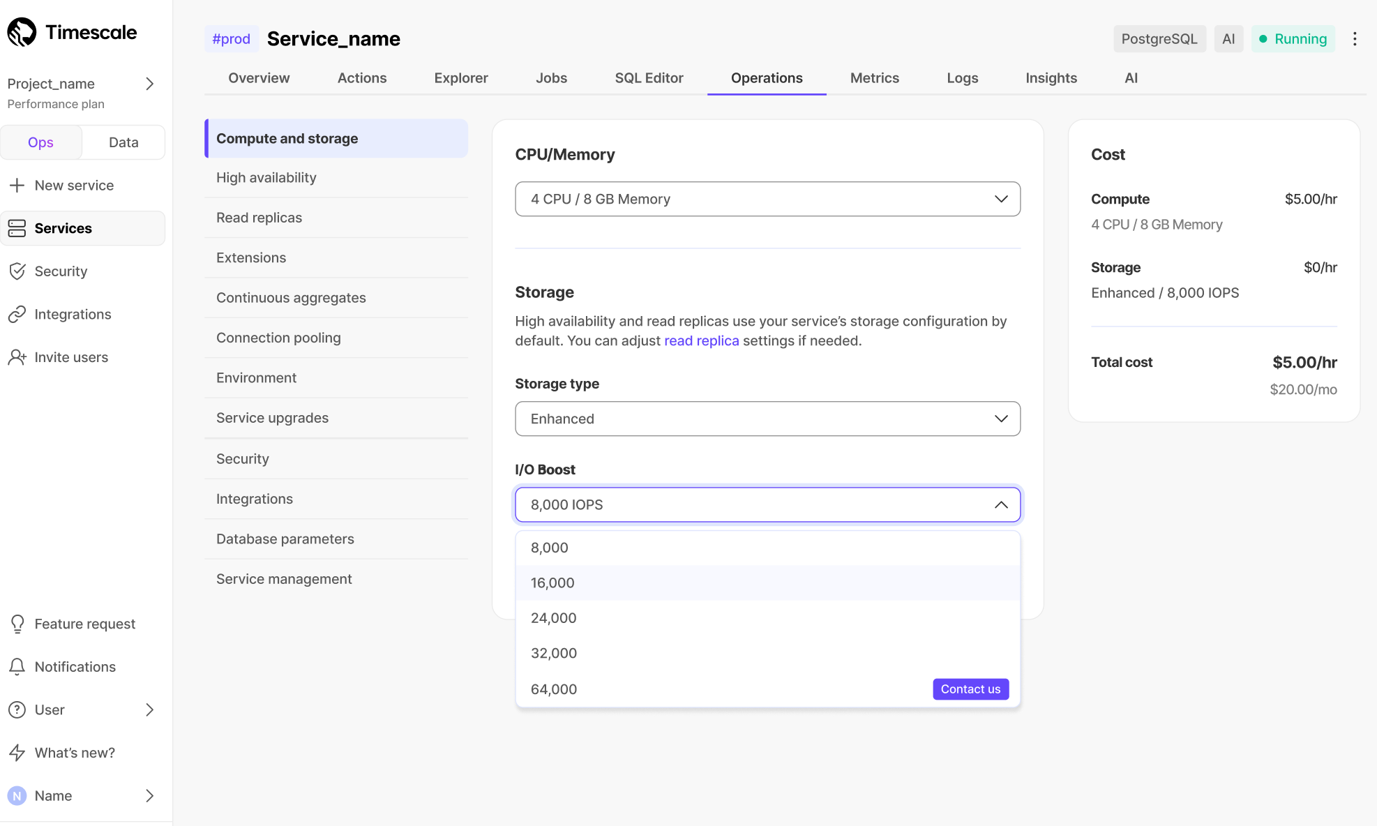 I/O boost in Timescale Cloud