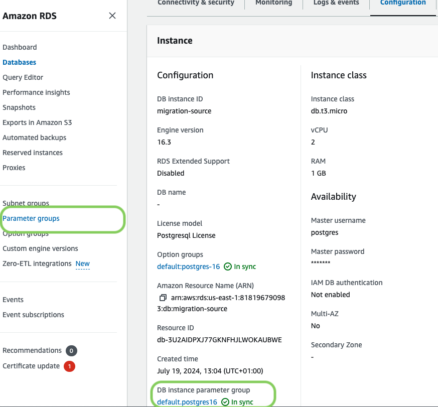 Create security rule to enable RDS EC2 connection