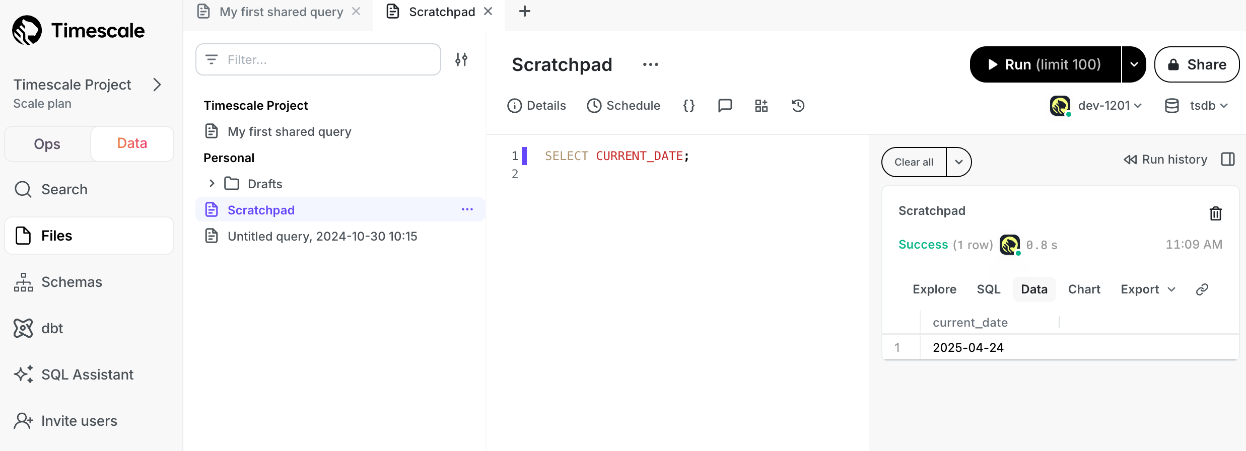 Run a simple query