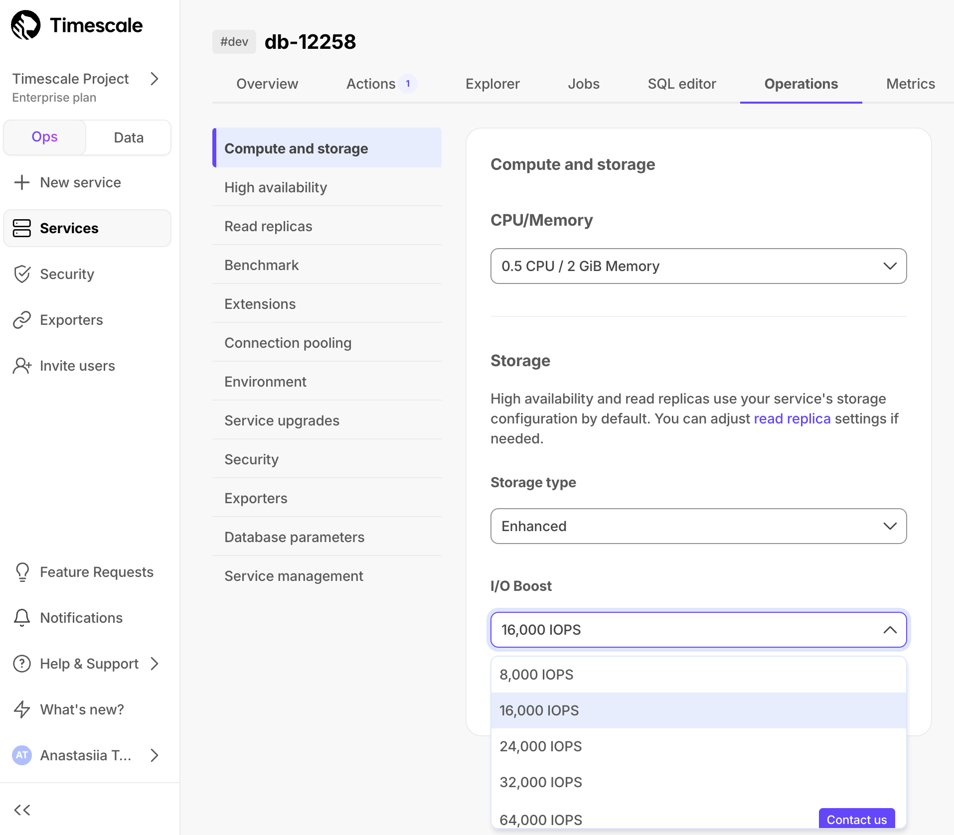 I/O boost in Timescale Cloud