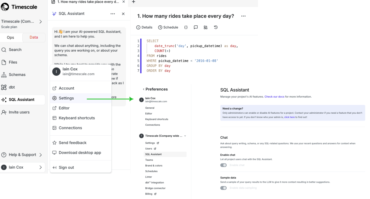 SQL Assistant settings