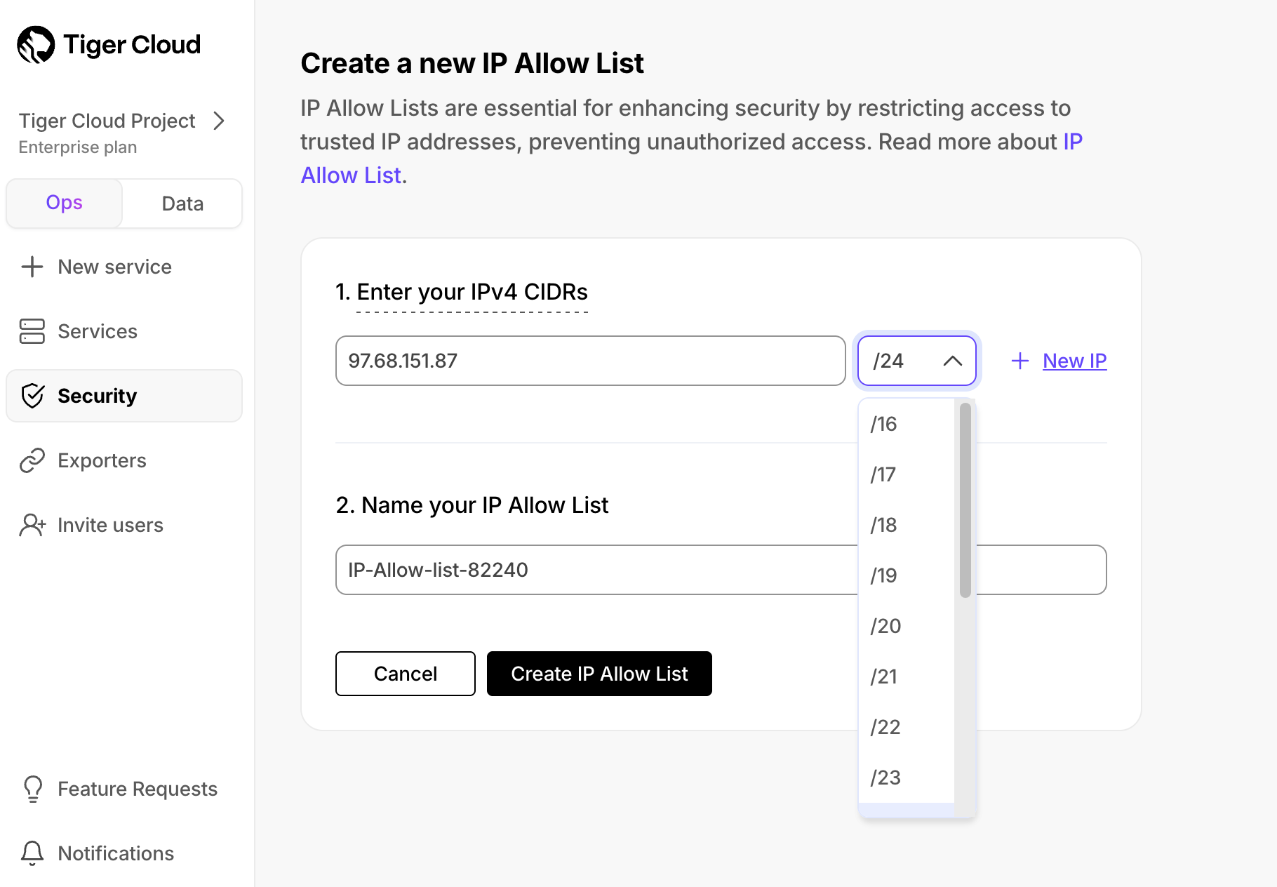 Add IP addresses to allow list