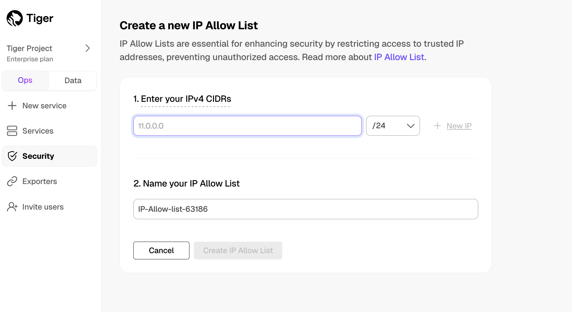 Add IP addresses to allow list