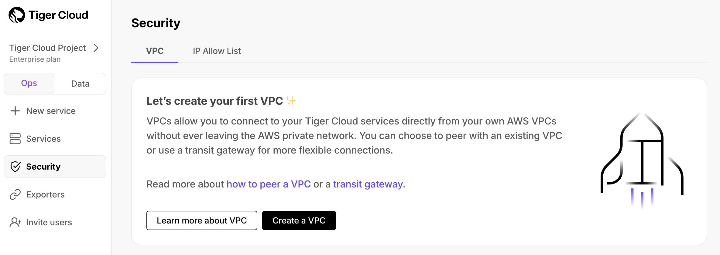 Tiger Cloud new VPC
