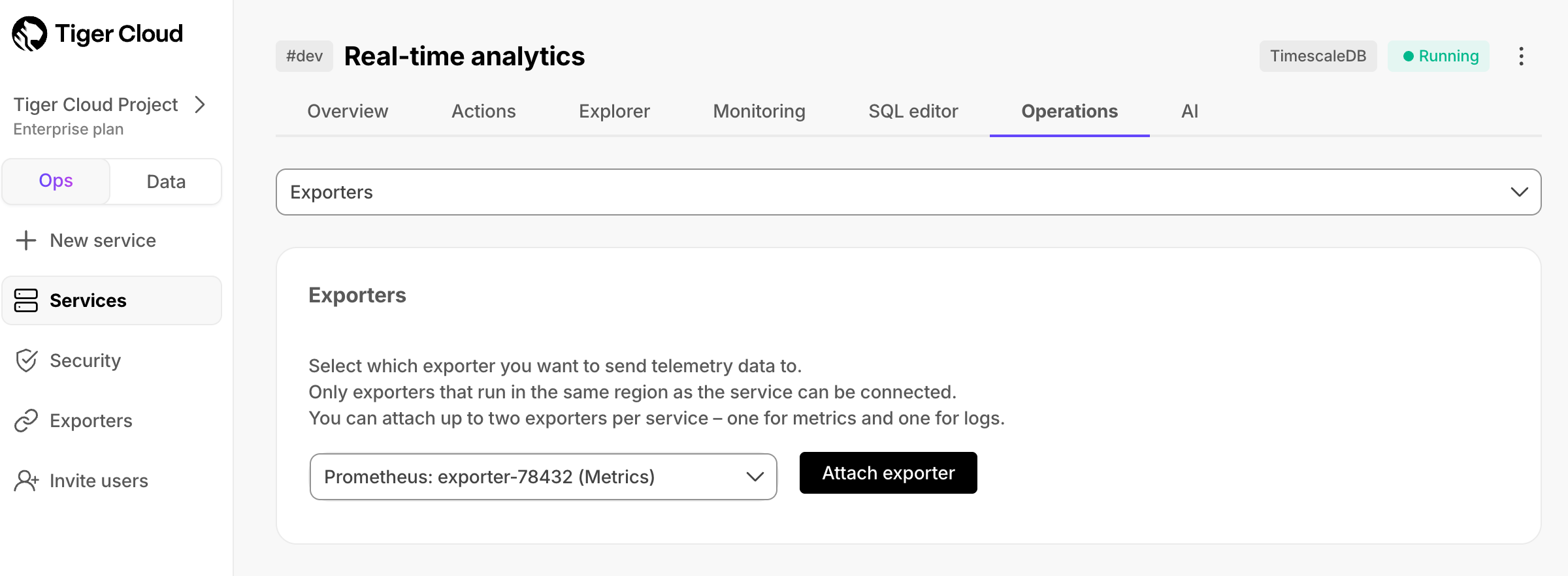 Attach a Prometheus exporter to a Tiger Cloud service