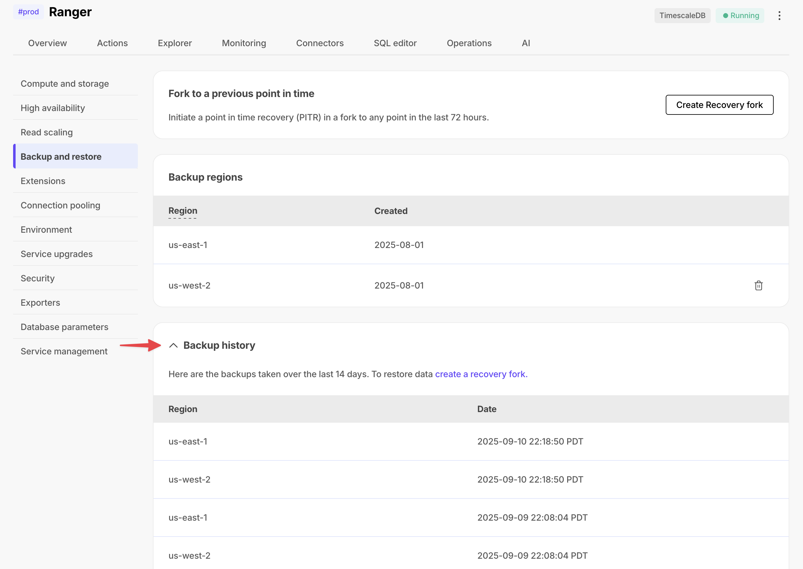 Backup reports in Tiger Cloud