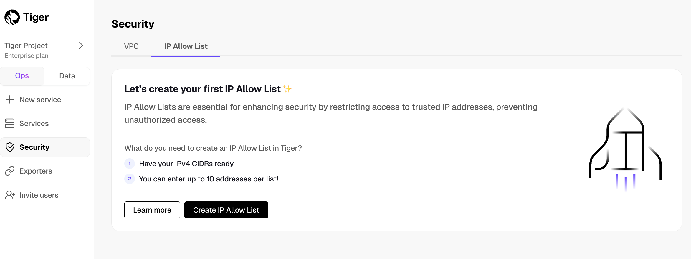 Create IP allow list