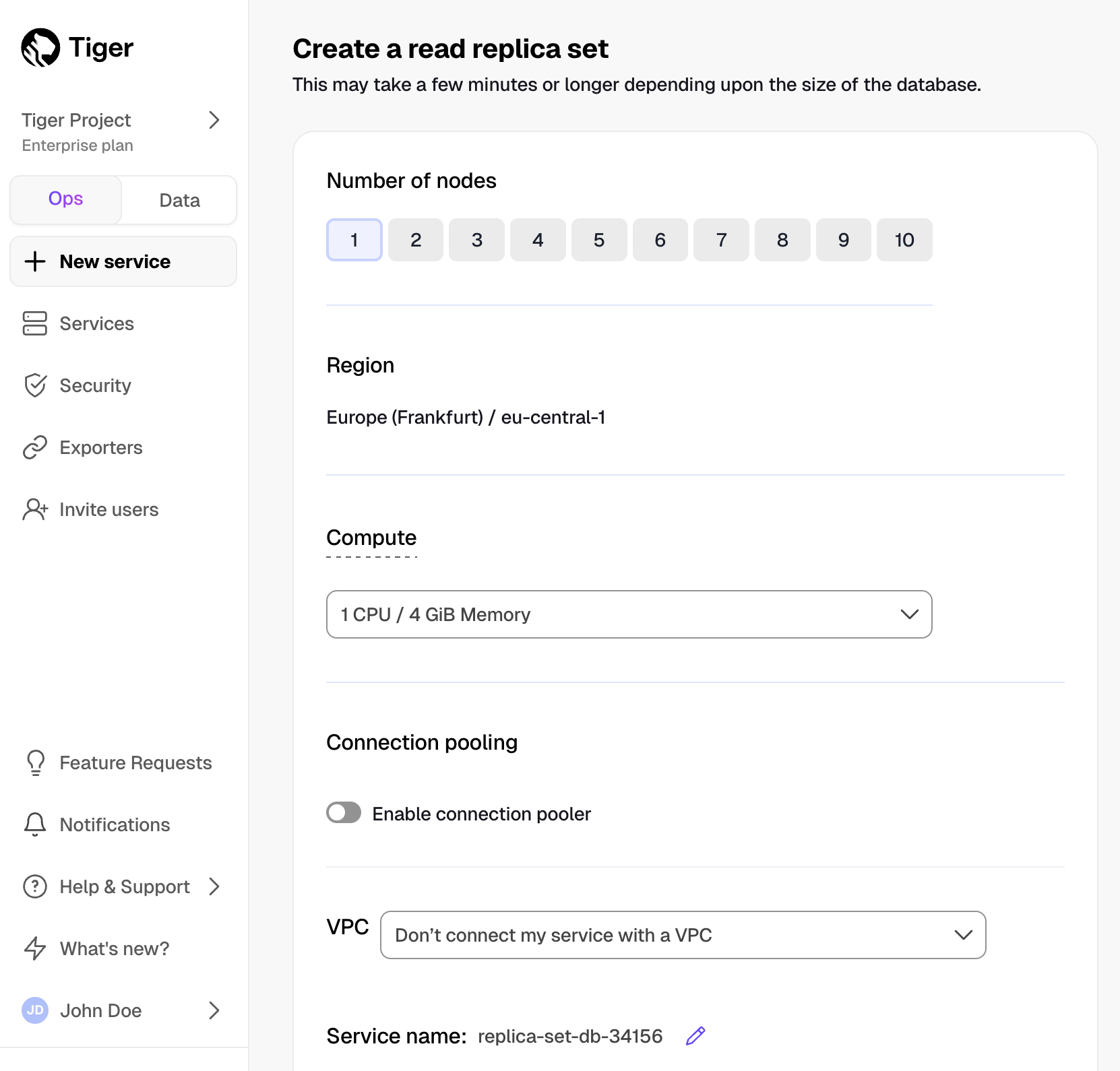Create a read replica set in Tiger Cloud Console