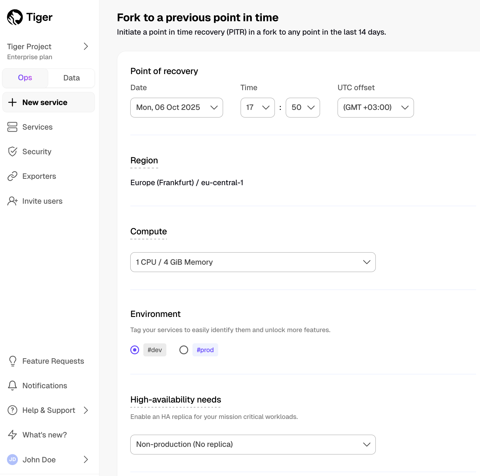 Create recovery fork