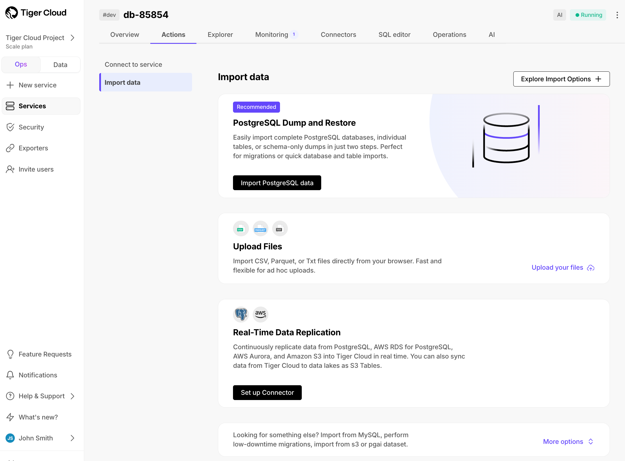 Data import in Tiger Cloud