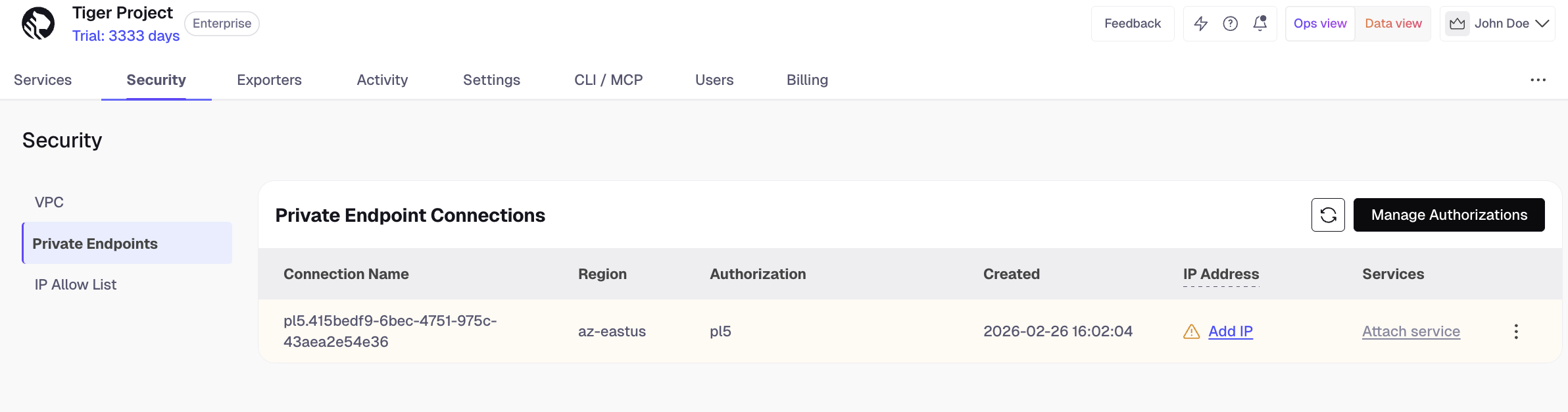Azure Private Endpoint IP