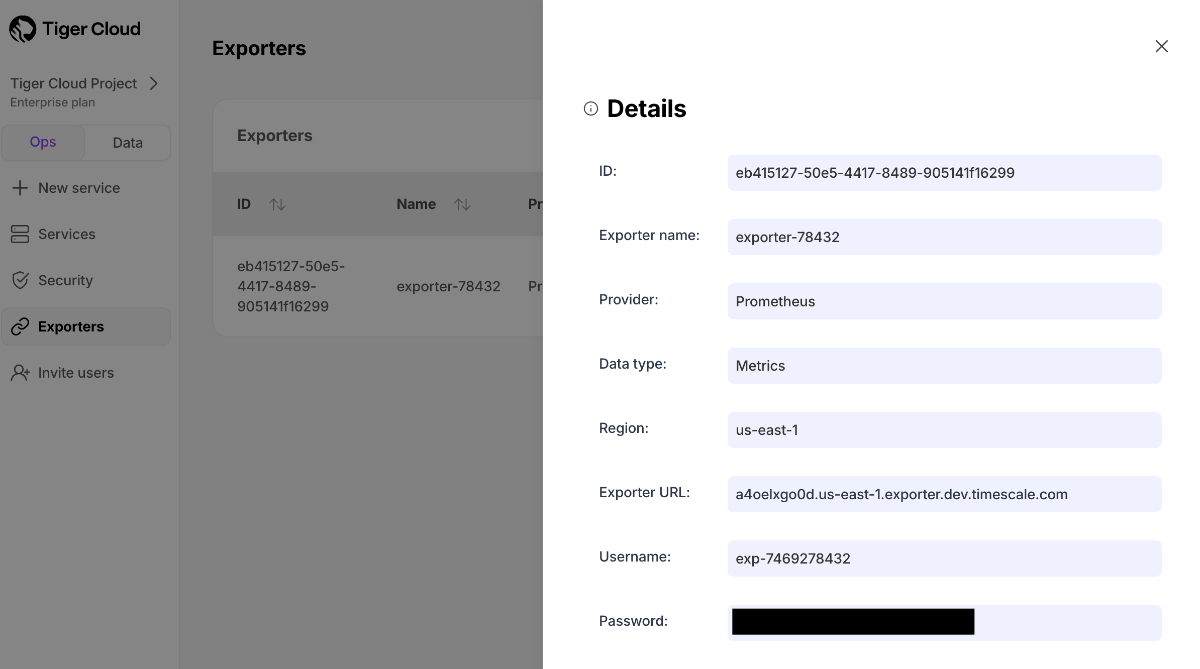Prometheus exporter details in Tiger Cloud