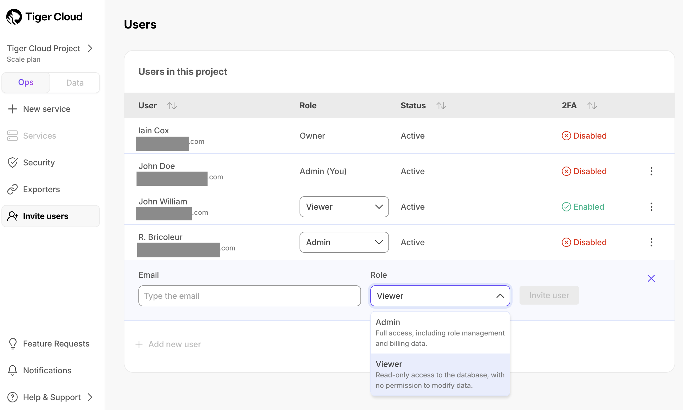 Send a user invitation in $CONSOLE