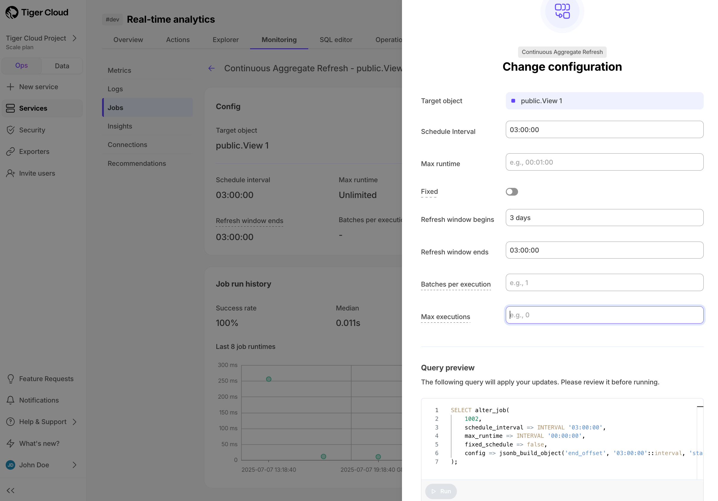 Update job config