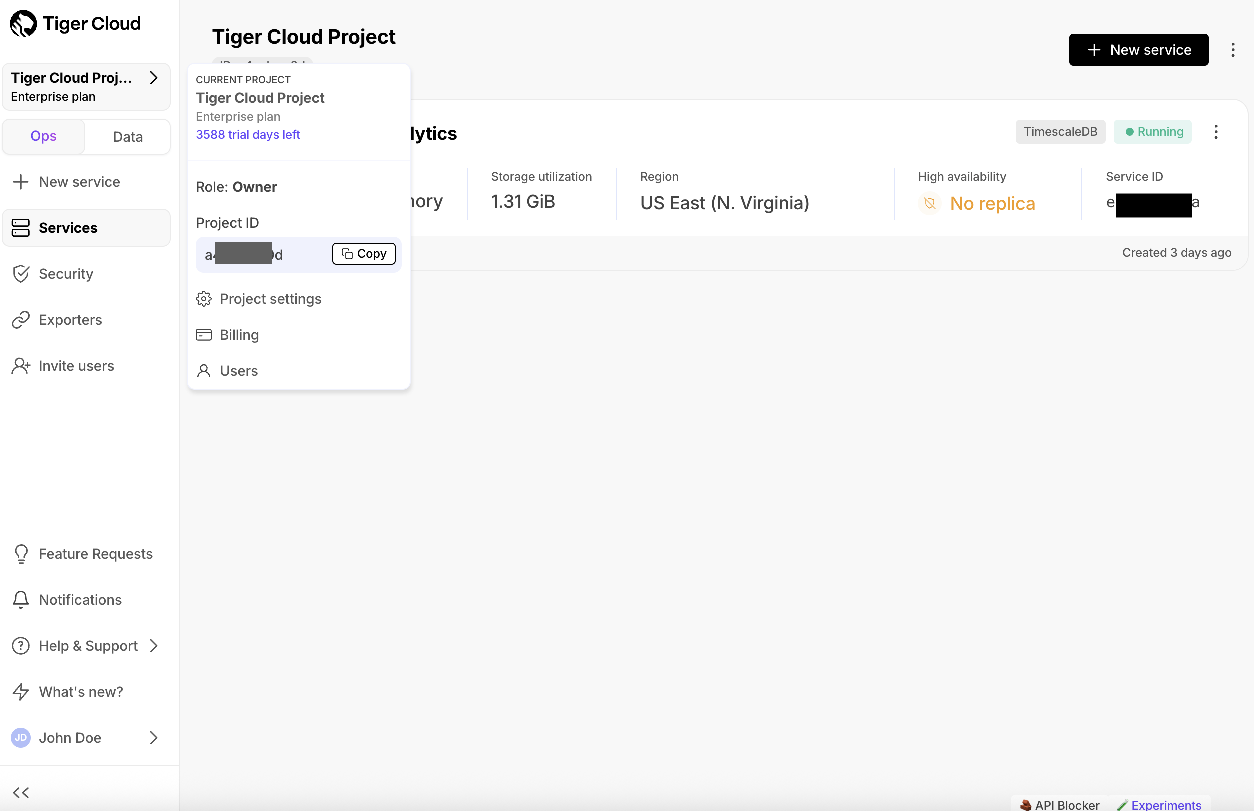 Retrive the project id in $CONSOLE