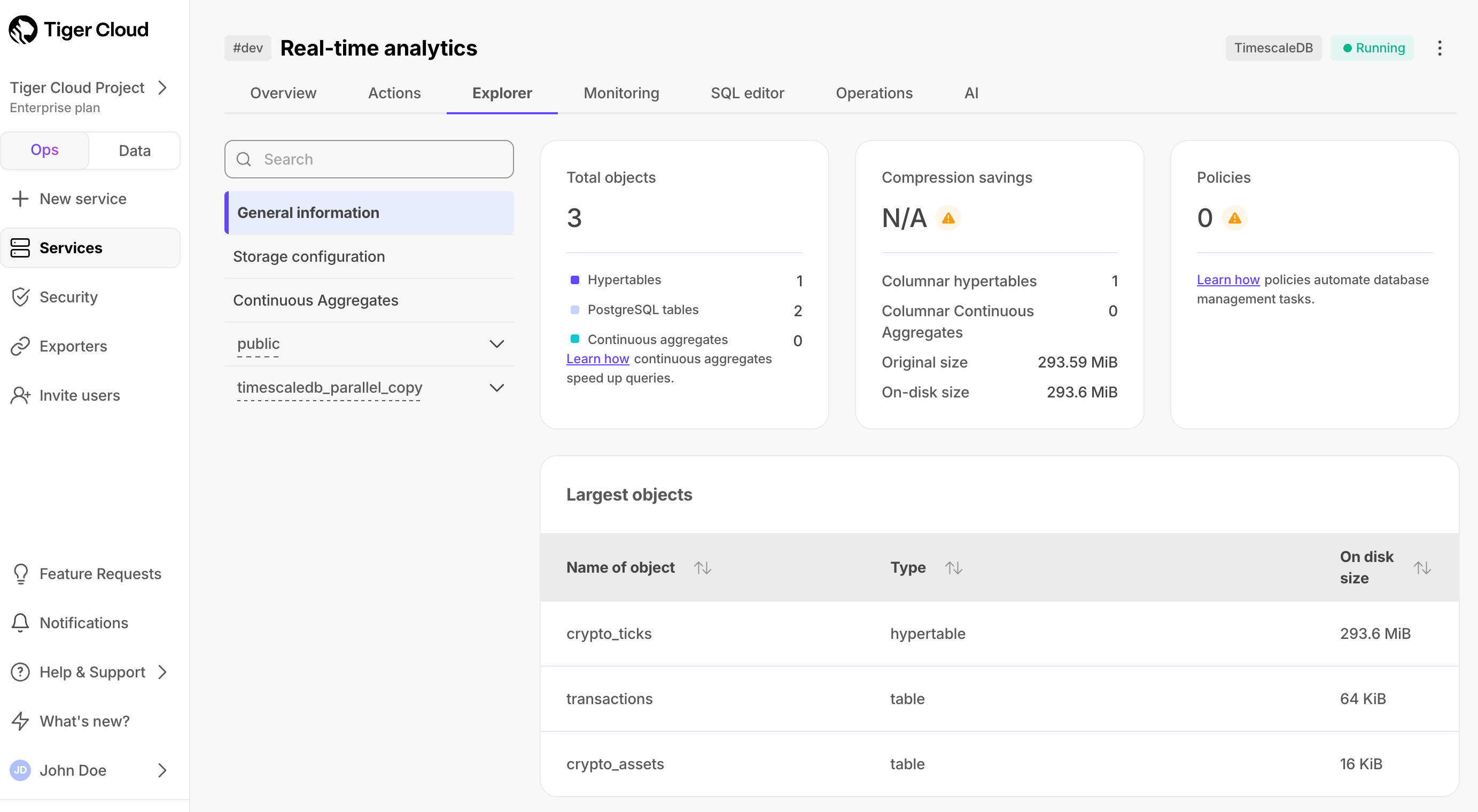 Service explorer