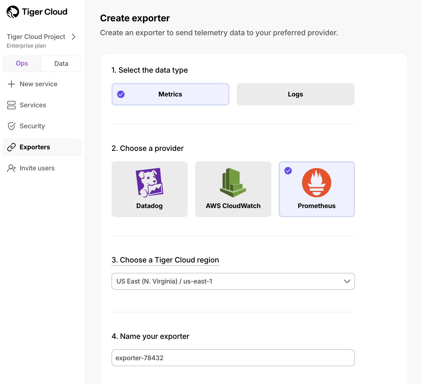 Create a Prometheus exporter in Tiger Cloud