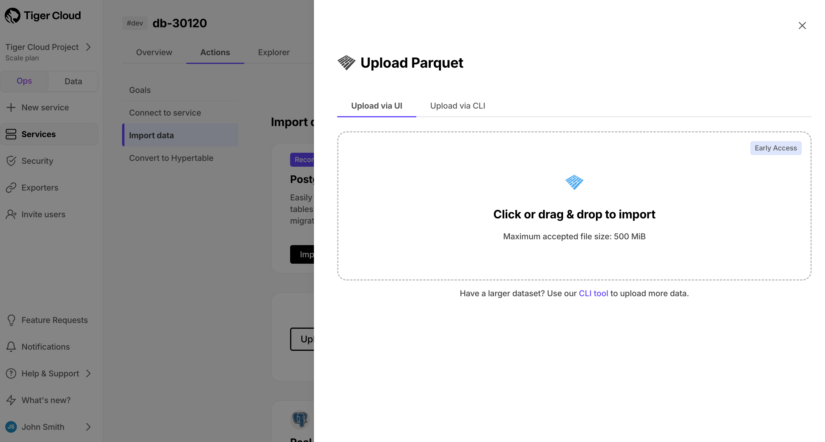 Import from Parquet into Tiger Cloud