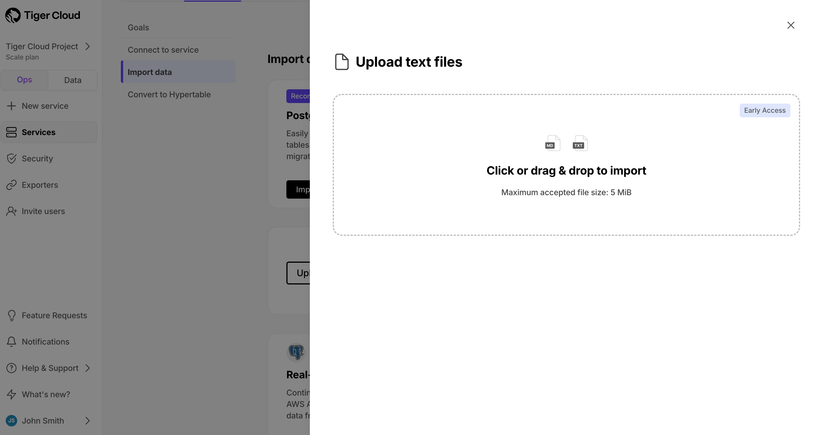 Import from a text file into Tiger Cloud