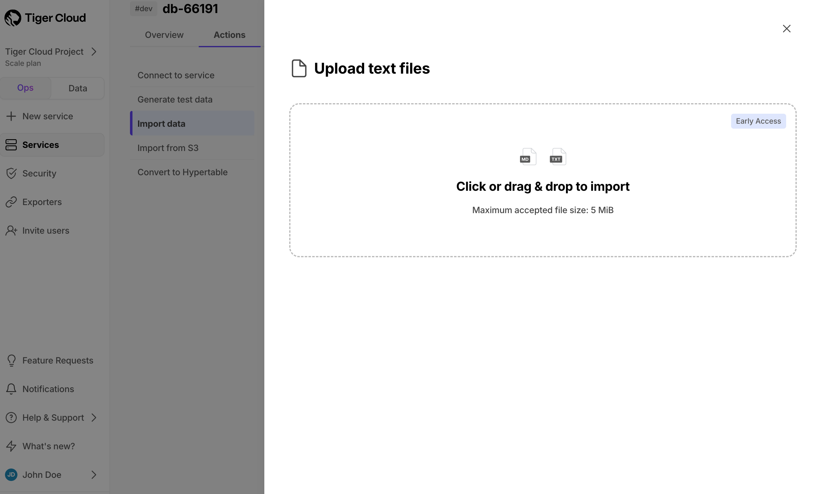 Import from a text file into Tiger Cloud