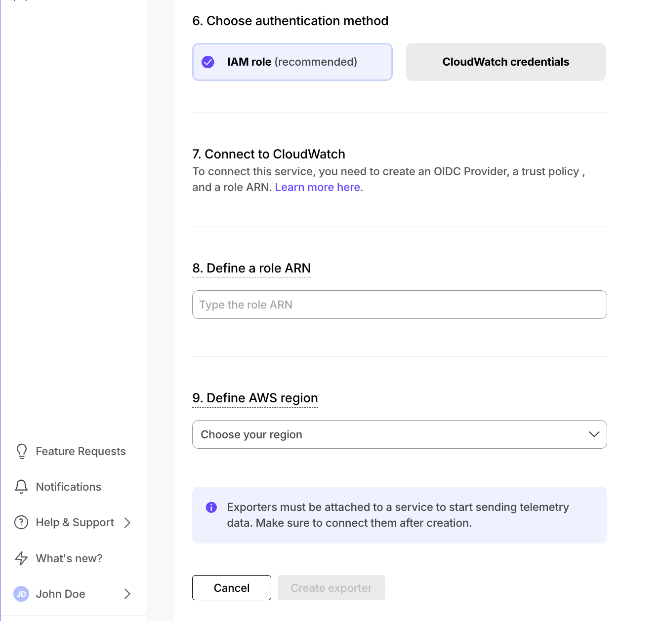 Add CloudWatch authentication