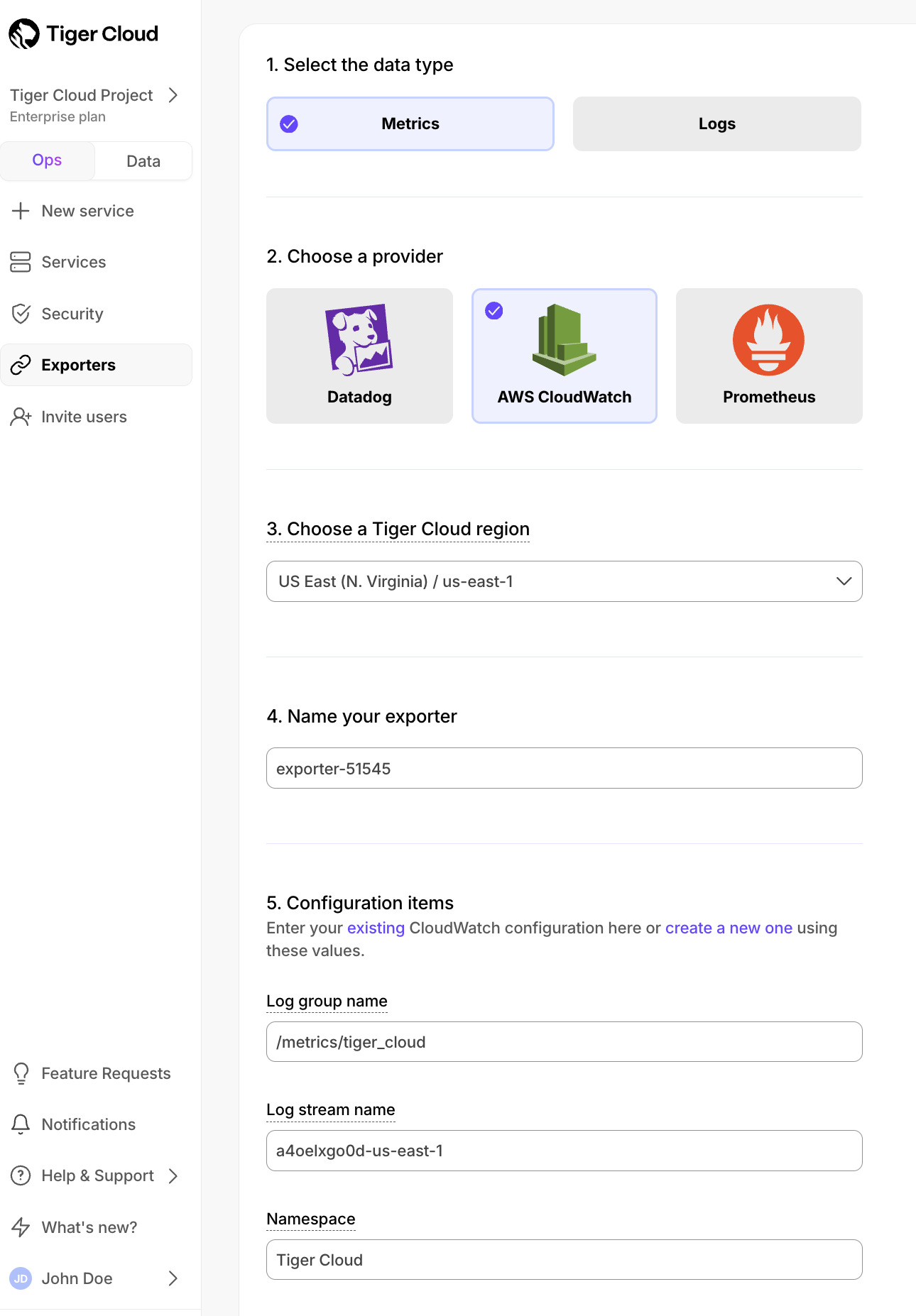 Add CloudWatch data exporter