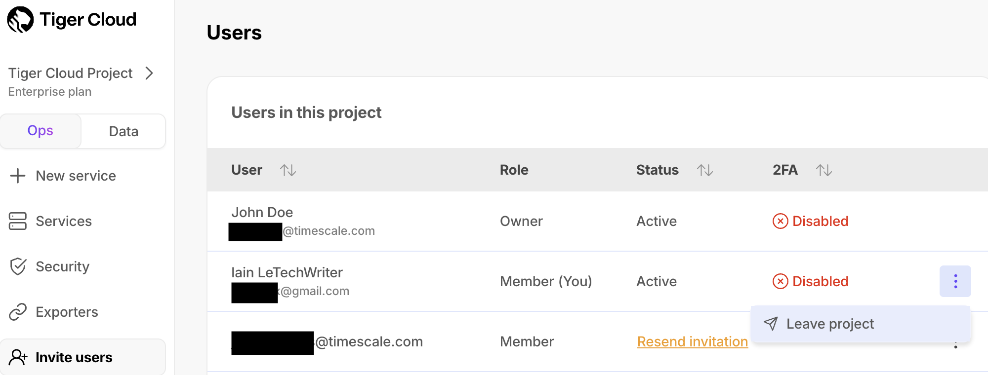 Leave a project in $CONSOLE