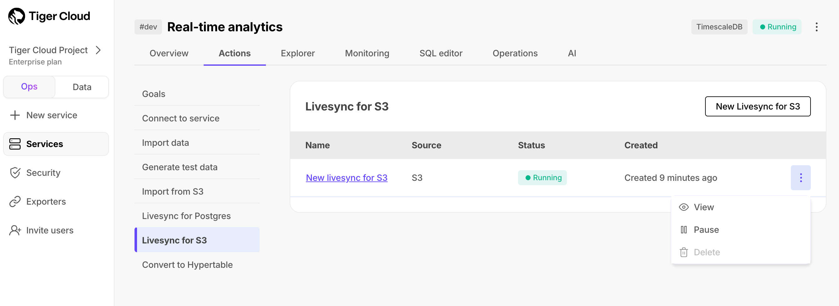 livesync start stop