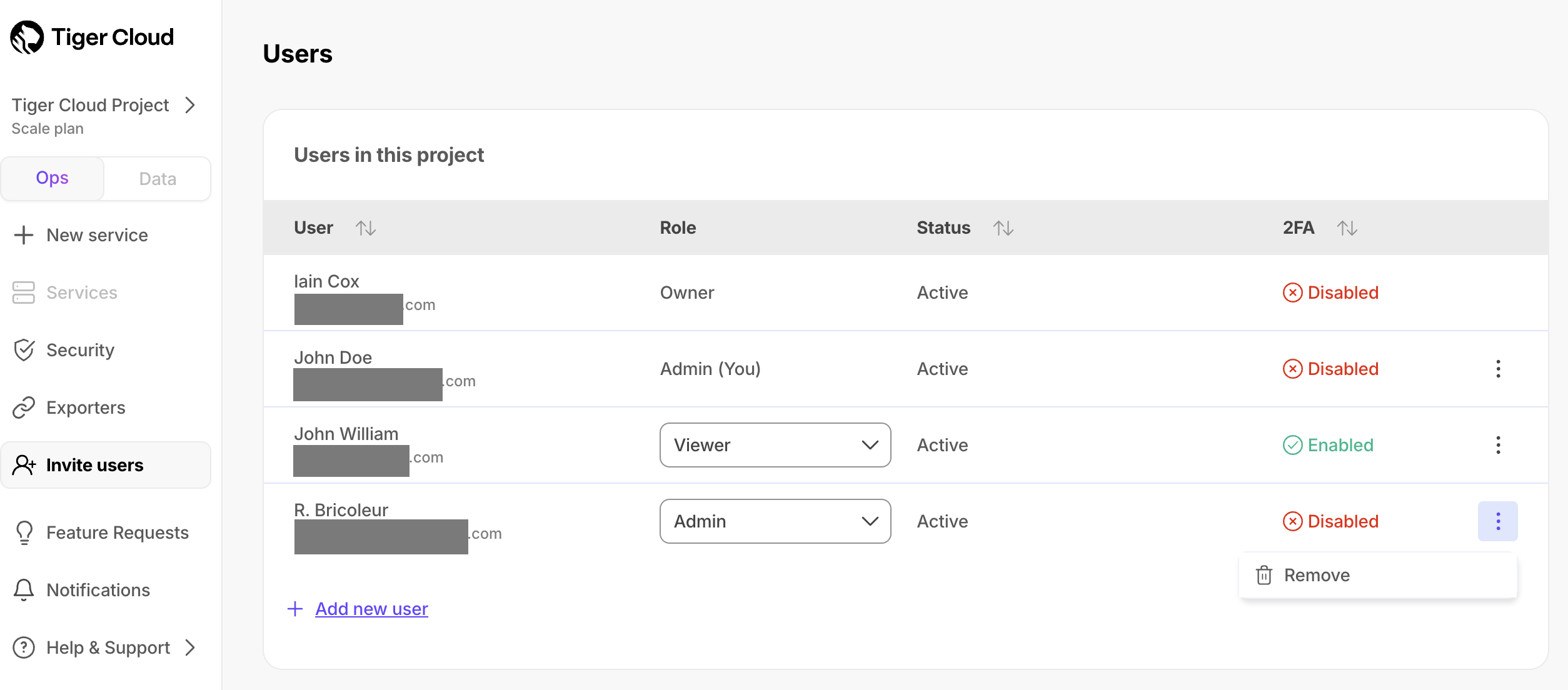Remove user in $CONSOLE