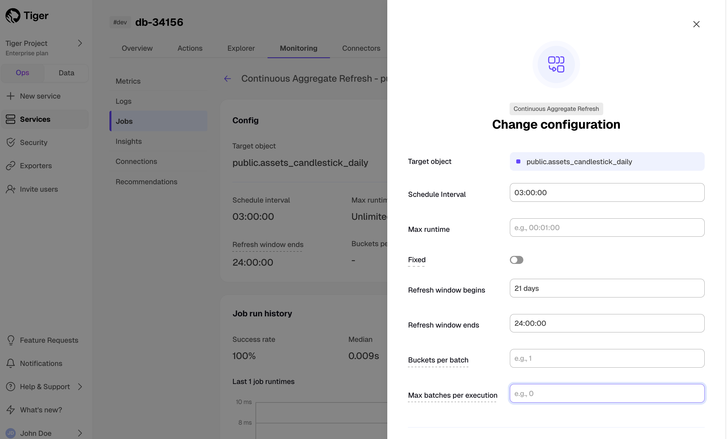 Update job config