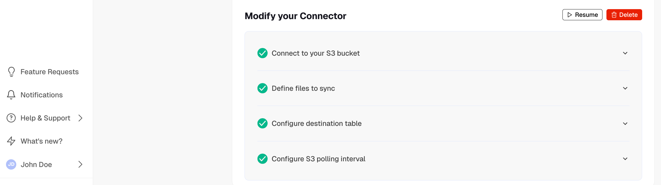 S3 connector change config