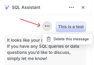 Delete messages in SQL Assistant threads