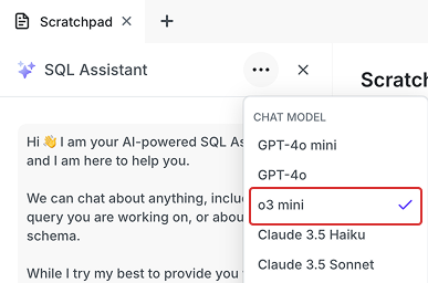 SQL Assistant o3 mini