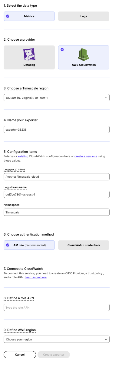 Add CloudWatch data exporter