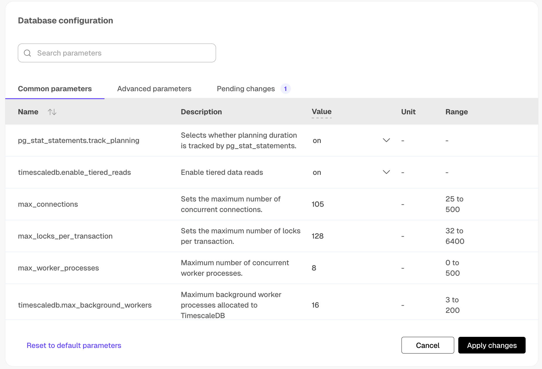 Change Tiger Cloud configuration parameters